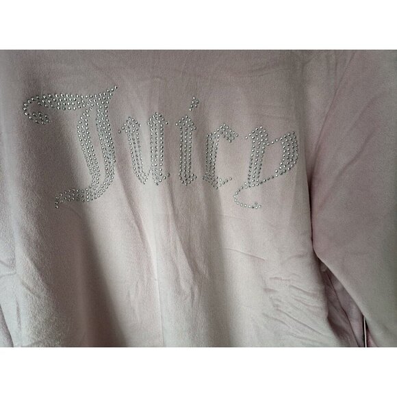 NWT Juicy Couture Large Pink Velour Rhinestone Crewneck Pullover Sweatshirt PJs - Picture 2 of 5